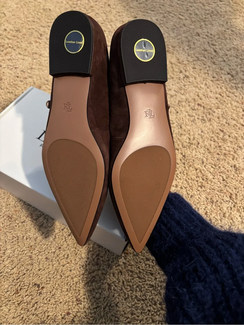 Lauren Ralph Lauren Dark Brown Pointed Mary Jane Flats